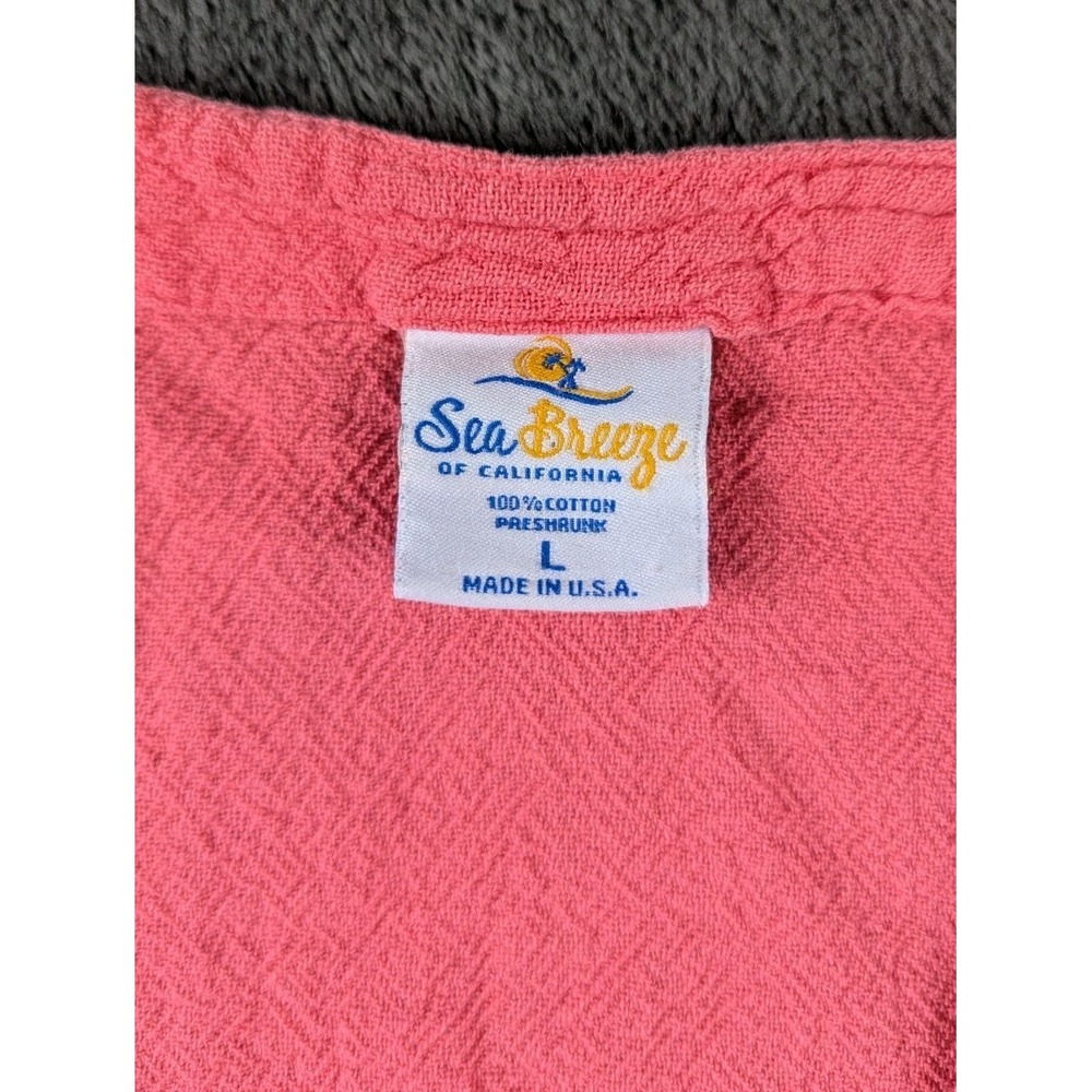 Sea Breeze of California Top Large Pink Cotton Gauze Tunic Asymmetrical USA Made - Picture 4 of 8
